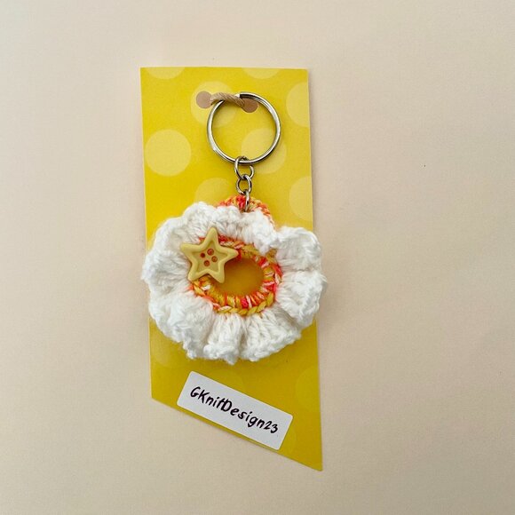 Keychain Charm, Crochet Gifts, Floral Keychain, Handmade Backpack Charm - Picture 1 of 7